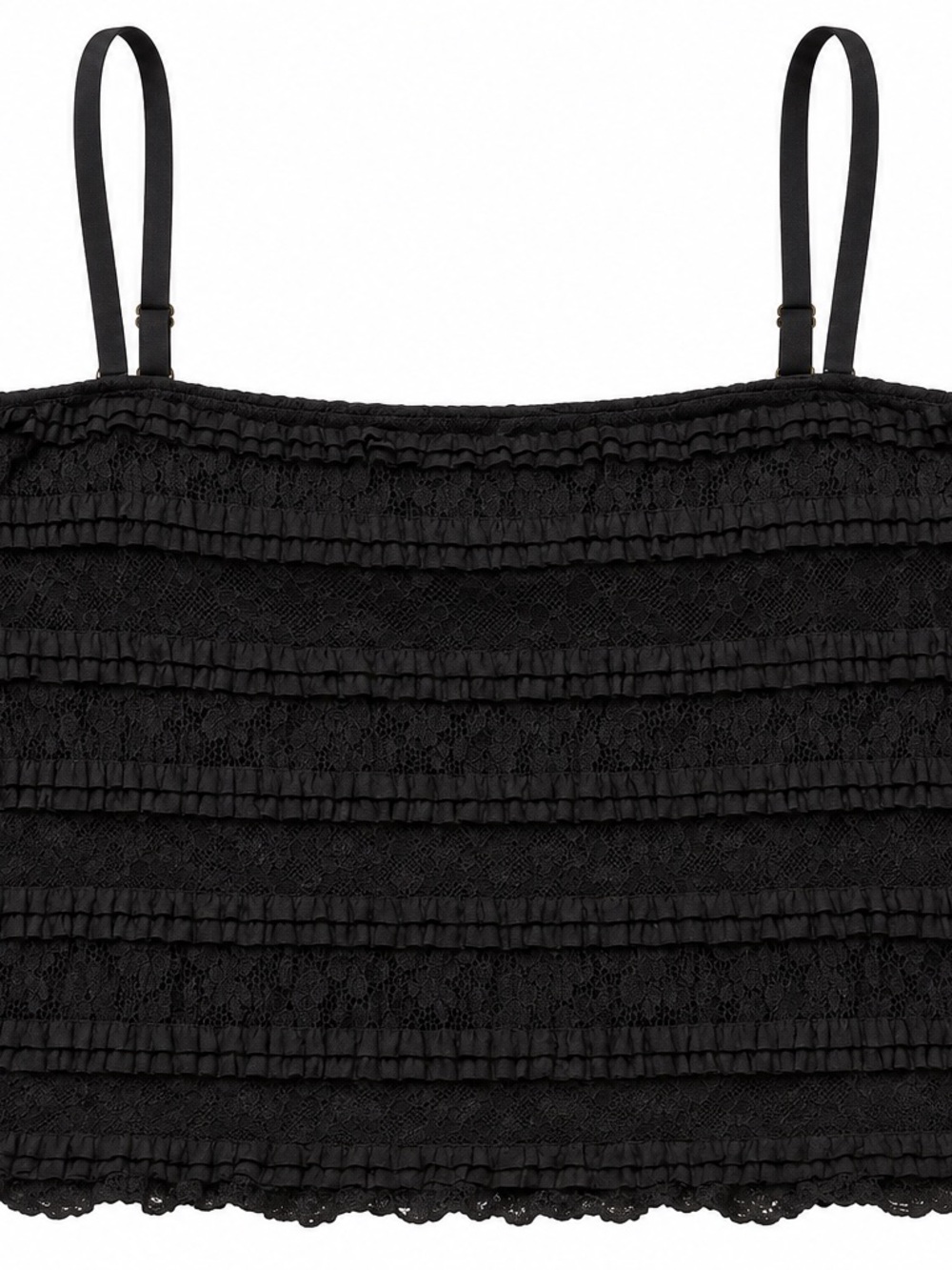 aerie Black Lace Ruffle Bandeau Cami